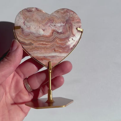 Crazy Lace Agate Heart on Stand