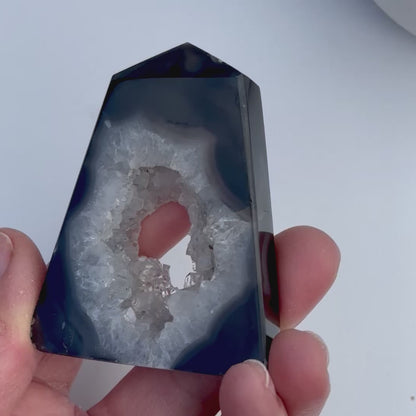 Black Druzy Agate Freeform – Grounding & Protection