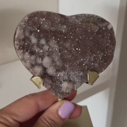 Rainbow Amethyst Hearts on Stand