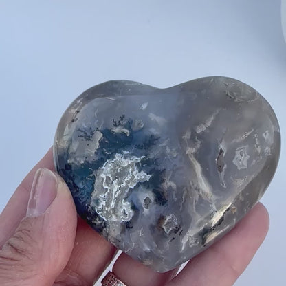 Dendritic Agate Heart on Stand — Collector’s Display Piece