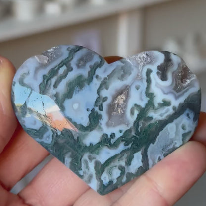 Moss Agate Heart – Growth & Grounding