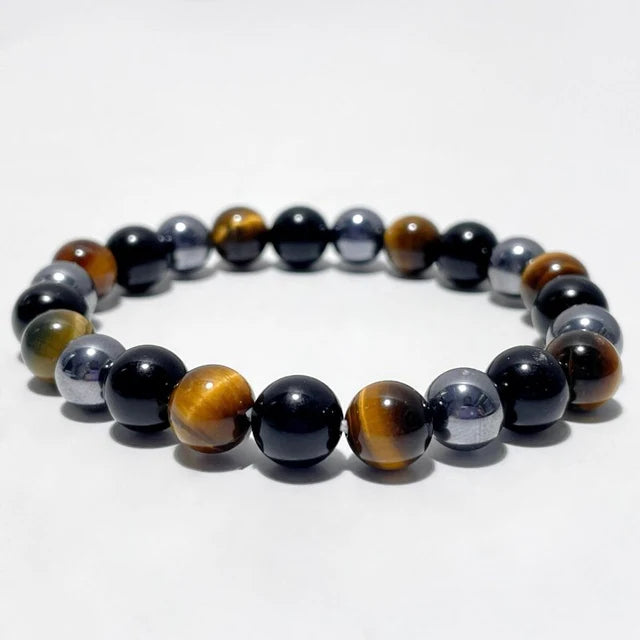 Tiger Eye, Black Tourmaline & Hematite Bracelet